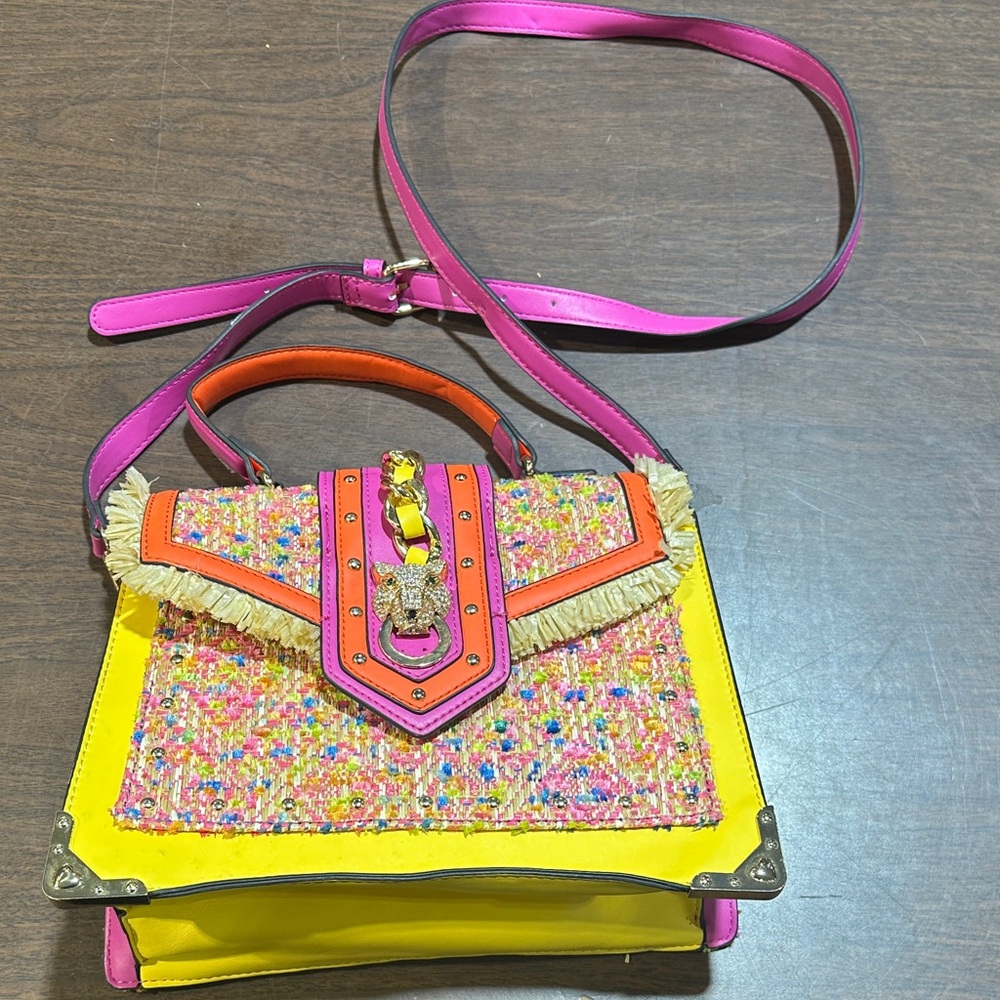 aldo Women's Bag with Pink and Yellow Accents - looks like versace